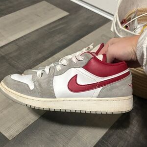 Nike Jordan Red and White Low-Top Sneakers